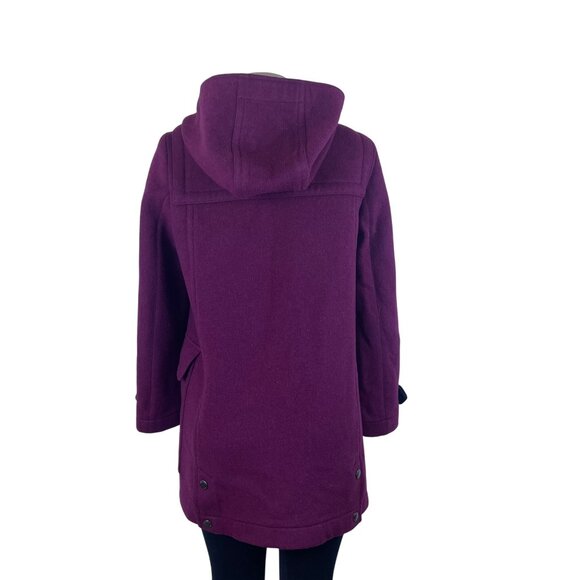 Women’s Magenta Plaid Wool Toggle Coat Hooded Classic Winter Size 8 - Picture 3 of 14